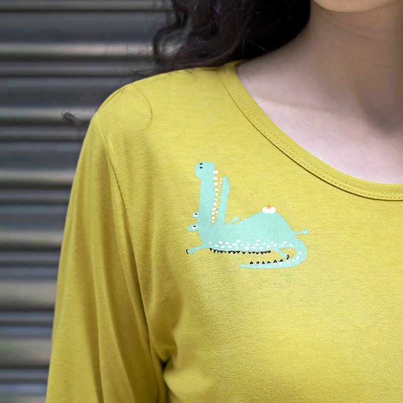 【限时包邮】黄芥茉美乃滋－佐鳄鱼肚皮上的太阳蛋上衣 - 女装 T 恤 - 其他材质 橘色