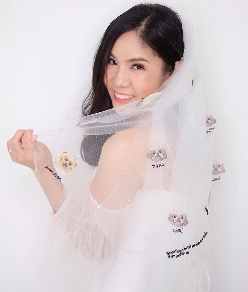 Pet Custom Neoprene technique Wedding Veil - 发饰 - 聚酯纤维 白色