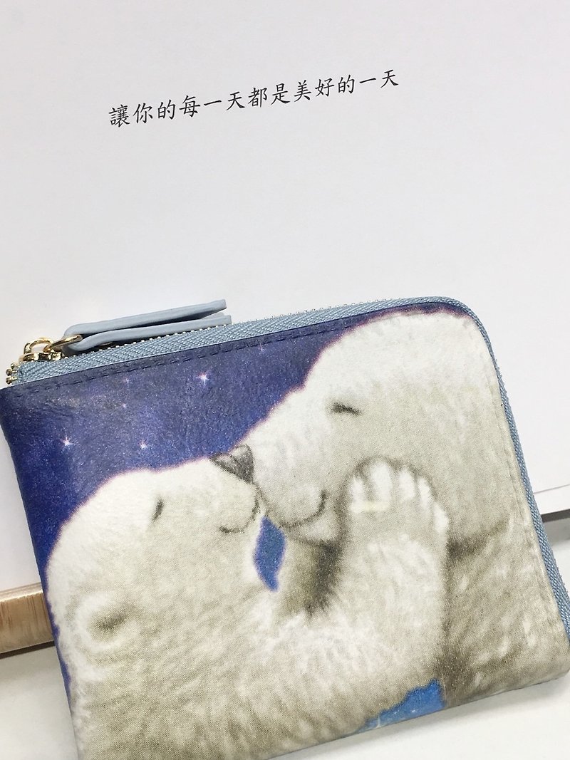 【母亲节】口袋钱包 亲子熊 L型短夹 零钱包 - 皮夹/钱包 - 真皮 