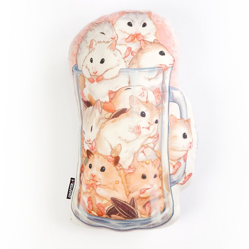Hamster in Mug  Backrest pillow New arrival Gift New Year - 枕头/抱枕 - 聚酯纤维 灰色