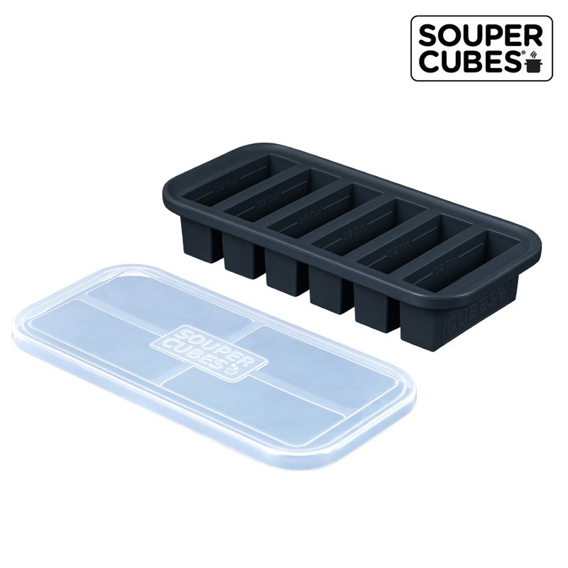 【Souper Cubes】多功能食品级硅胶保鲜盒6格_曜石灰 - 便当盒/饭盒 - 硅胶 黑色