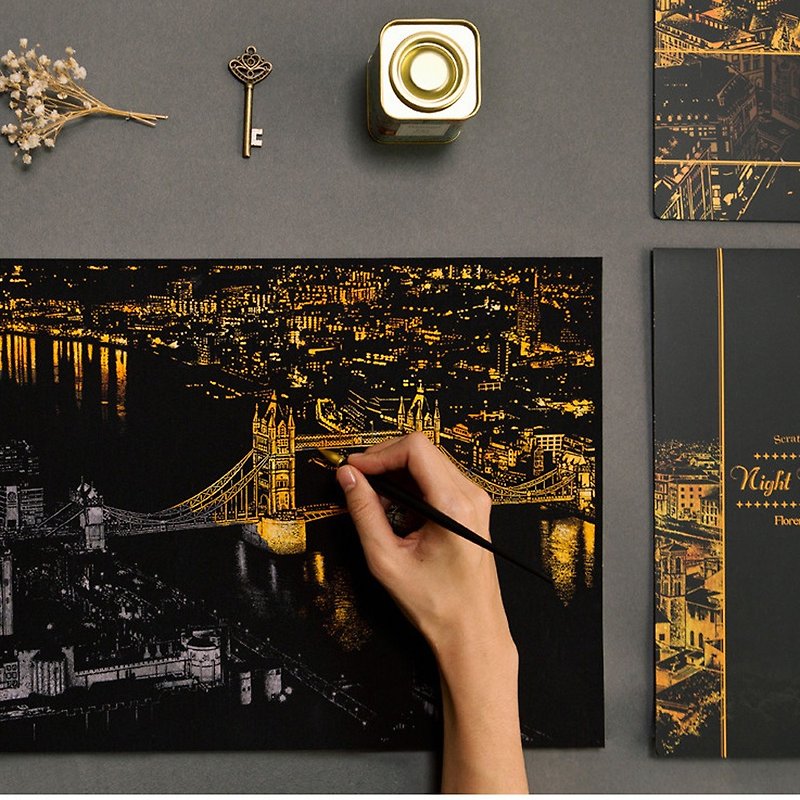 最后一组-城市金色夜景手刮画2件福袋组,DSN-GD1901 - 木工/竹艺/纸艺 - 纸 金色