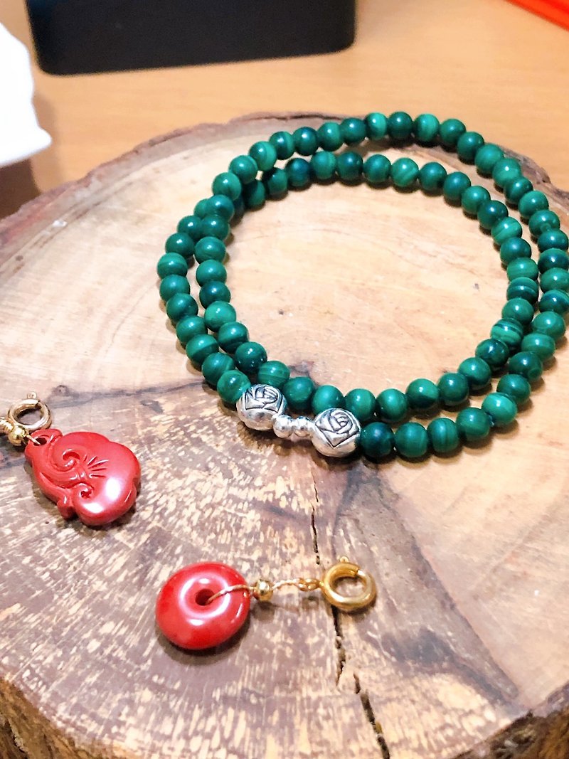 孔雀石双圈手珠 (不含配饰) - 手链/手环 - 宝石 绿色