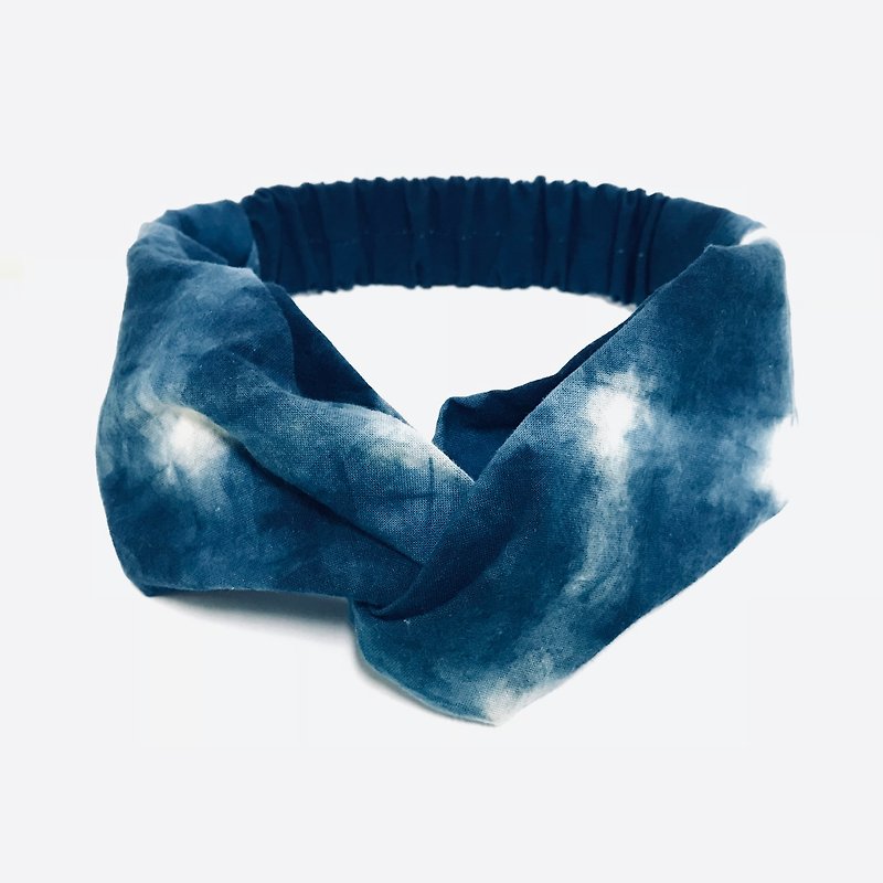 蓝染 宽版交叉发带(绞染其一) 植物染 - 发带/发箍 - 棉．麻 