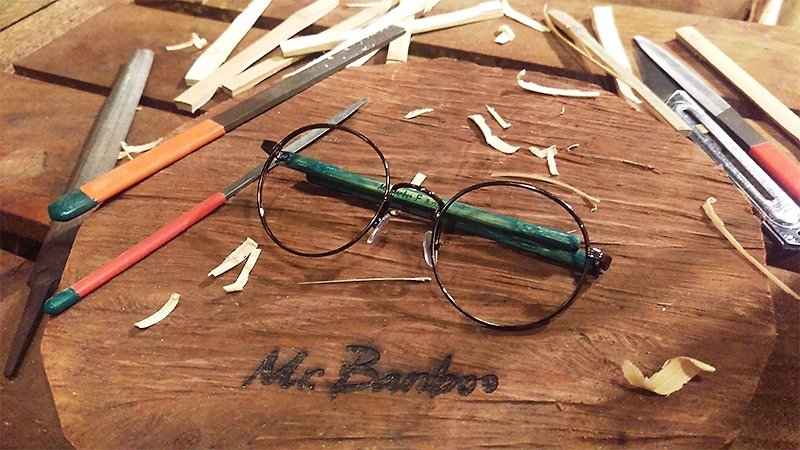Mr.Banboo F系列【冷金属遇上有温度的竹子】有故事的 台湾手工眼镜 - 眼镜/眼镜框 - 竹 蓝色
