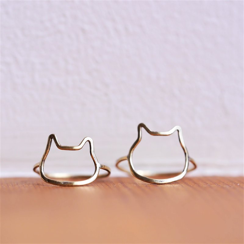新作　ニャンともきゃしゃ猫リング　素材　真鍮 - 戒指 - 铜/黄铜 金色