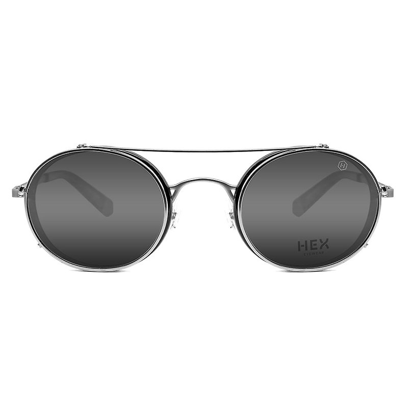光学眼镜配前挂墨镜|太阳眼镜|黑色灰水银圆框|意大利制|金属胶框 - 眼镜/眼镜框 - 其他材质 黑色