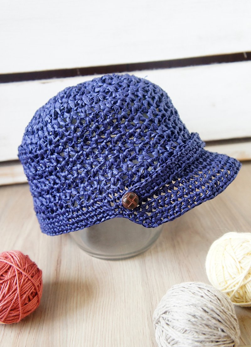 手工编织-草线编织篓空个性马术帽/棒球帽/遮阳帽(小孩款/男女孩皆可戴)~ - 帽子 - 其他材质 