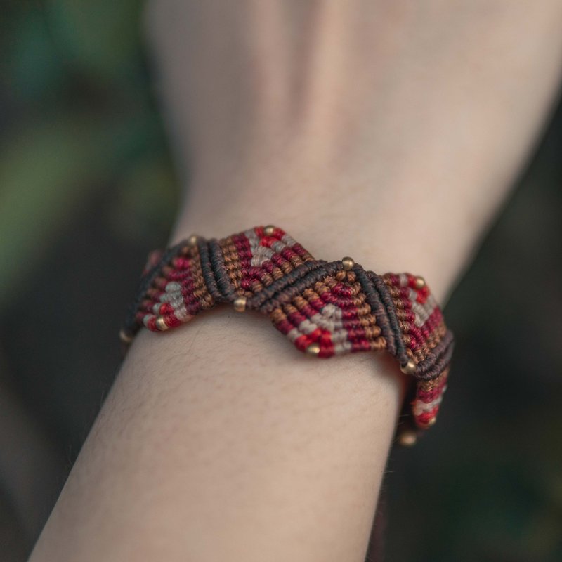 印度彩虹手织手环—深咖色 - 手链/手环 - 其他材质 