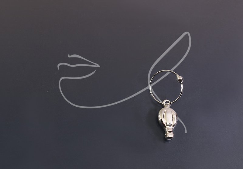 图像系列-热气球925银耳环(单支/一对) - 耳环/耳夹 - 纯银 蓝色