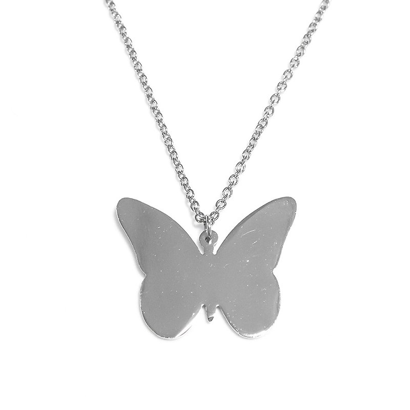 Abstract butterfly pendant - 项链 - 其他金属 银色