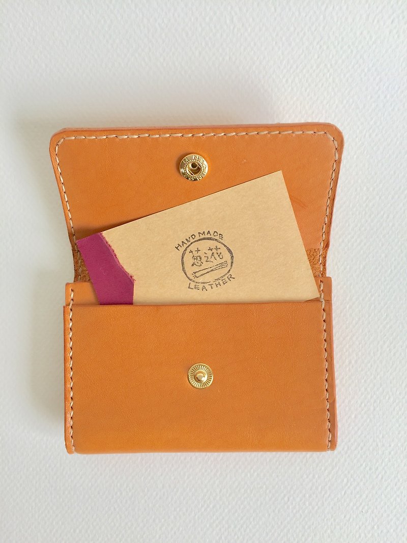 暖呼呼卡夹/名片夹皮革手工缝制 Handmade business Card Holder - 名片夹/名片盒 - 真皮 咖啡色