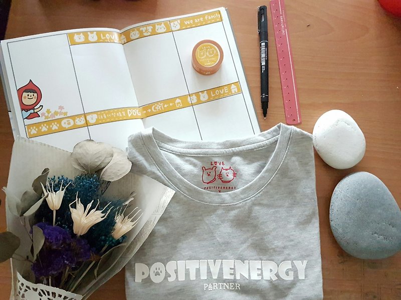 Ning's X PositivEnergy 猫狗公益T-shirt (衣服+纸胶带+感谢状) X1 - 女装 T 恤 - 棉．麻 