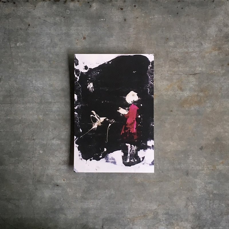 ポストカード 赤い女の子とカモシカ - 卡片/明信片 - 纸 黑色