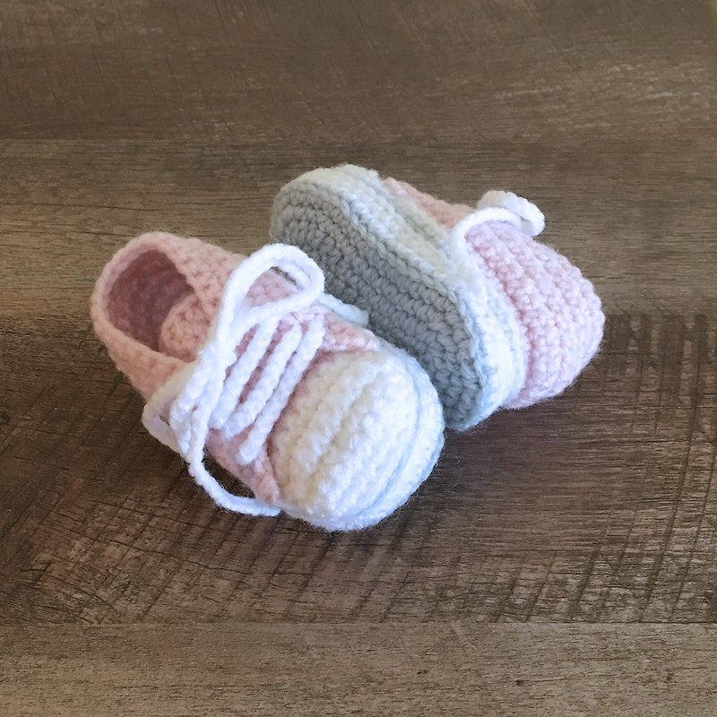 Stylish Baby Sneaker Crochet Shoes - Pale Pink Toddler Booties - Footwear - 童装鞋 - 压克力 粉红色