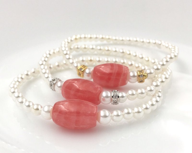高品质冰种红纹石贝珠手链 - 手链/手环 - 宝石 粉红色
