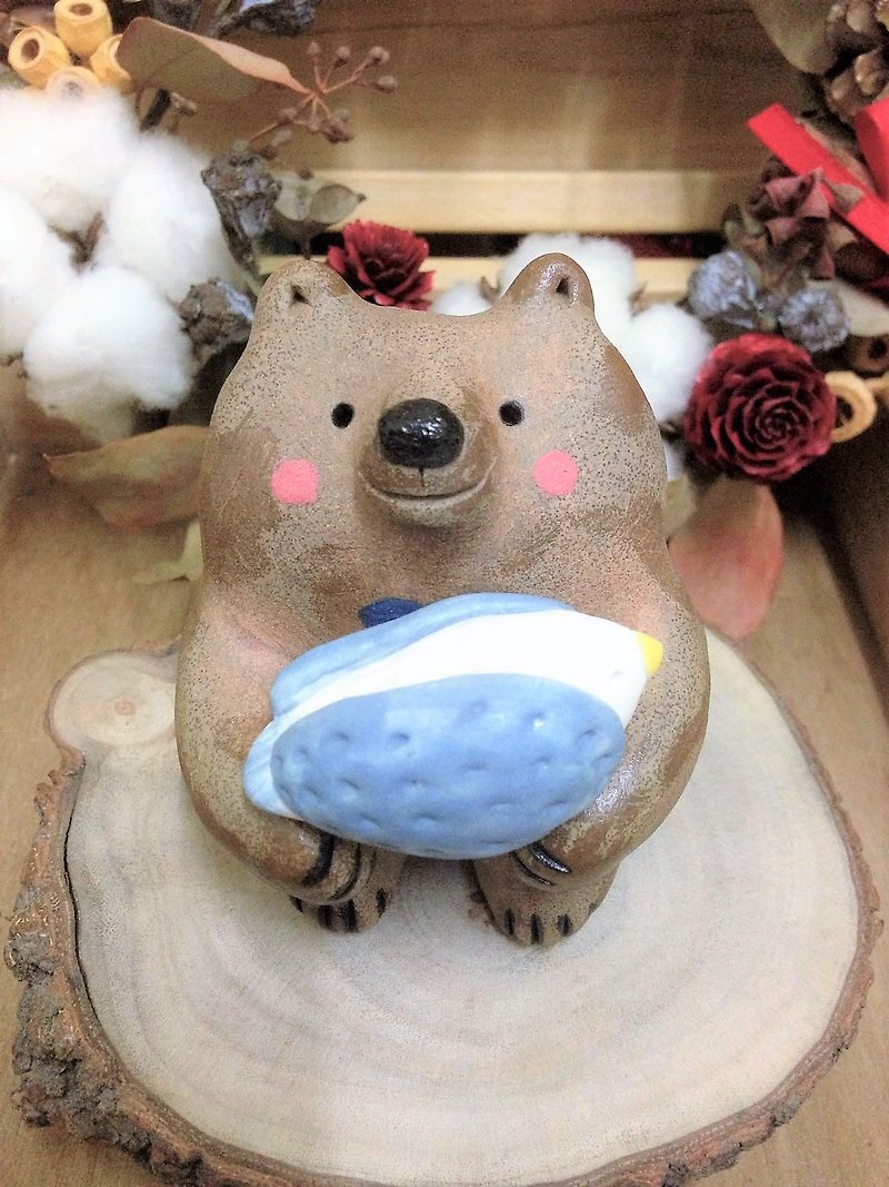 情熊节系列-啾啾鸟与咖啡熊 - 花瓶/陶器 - 陶 多色