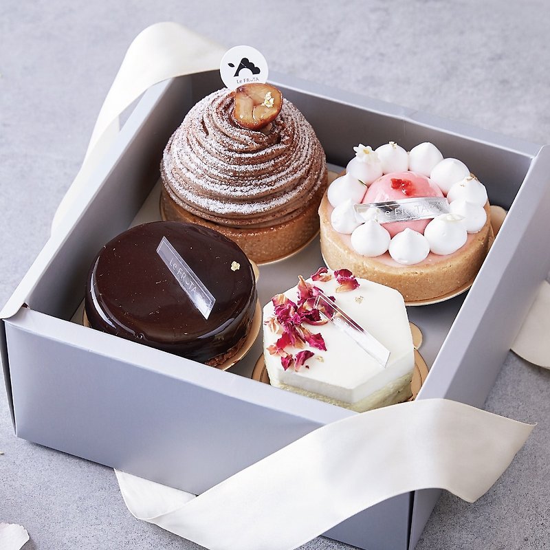 【La Fruta 朗芙】经典小塔礼盒 / 3寸4入 5选4 - 蛋糕/甜点 - 新鲜食材 咖啡色