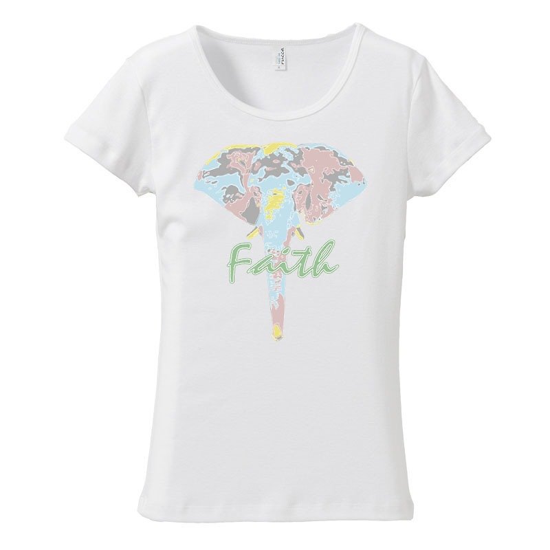 [レディースTシャツ] faith - 女装 T 恤 - 棉．麻 白色
