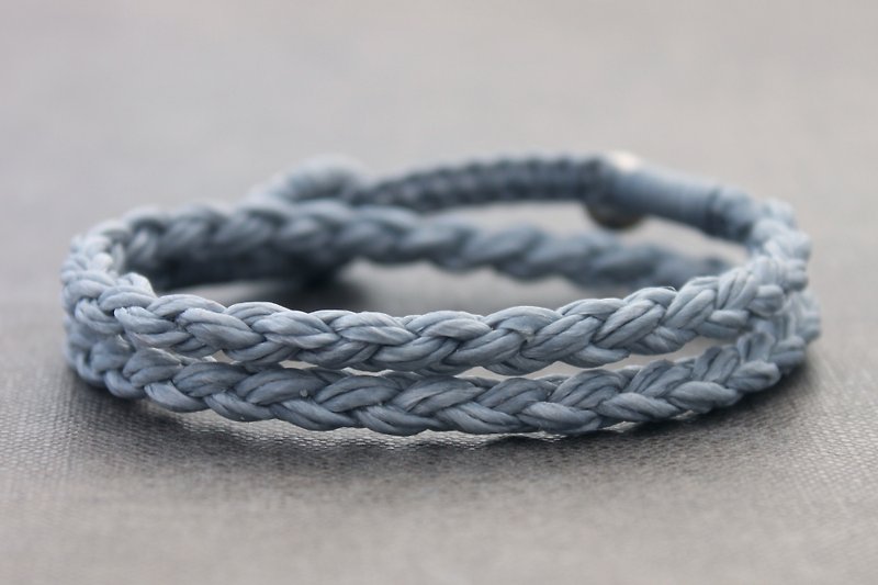 棉麻编织编织缠绕手链基本简单线双层缠绕手链 - 手链/手环 - 棉．麻 灰色