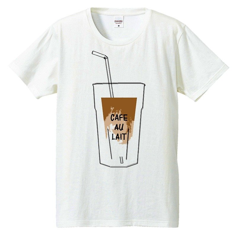 Tシャツ / Cafe au lait - 男装上衣/T 恤 - 棉．麻 白色