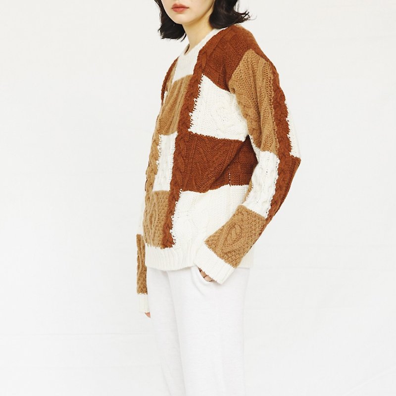 KOOW／Sweater weather 焦糖色系羊毛大毛衣 日系复古编织套头衫 - 女装针织衫/毛衣 - 羊毛 