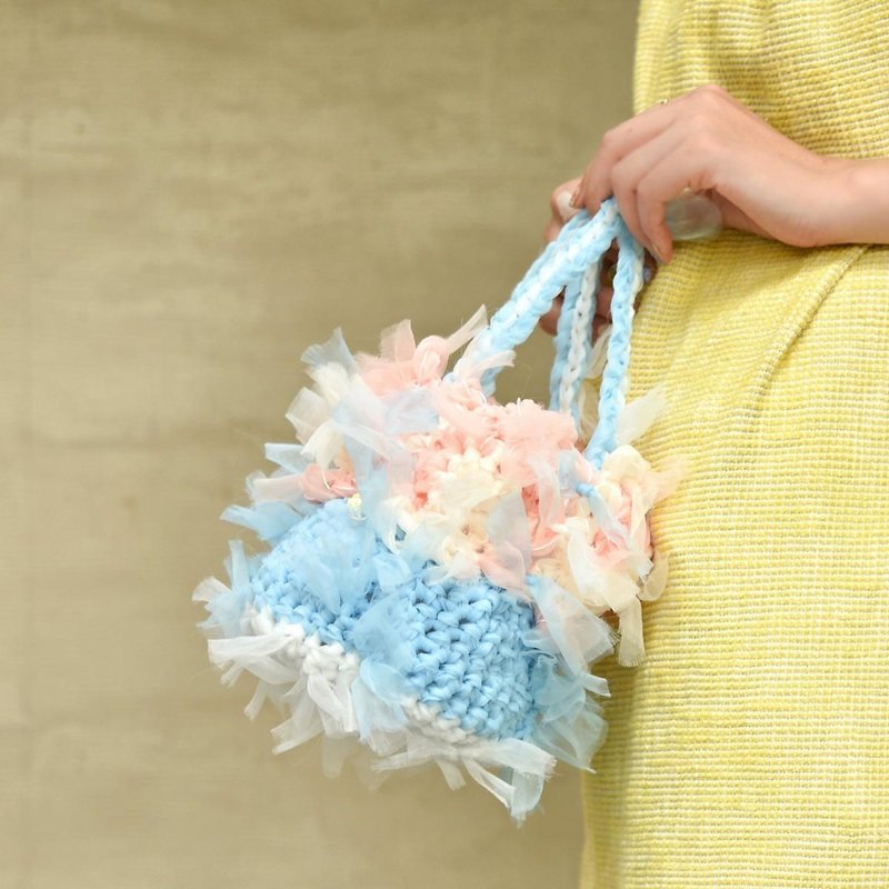 咲き編みフラワーバッグ|ラブリーパステル - 手提包/手提袋 - 其他材质 蓝色