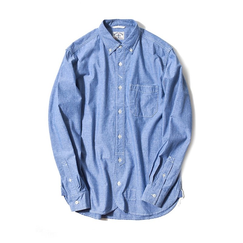 ISLAND SCOUTS 日本精棉青年布Chambray 工装衬衫 天蓝色做旧洗水 - 男装衬衫 - 棉．麻 蓝色