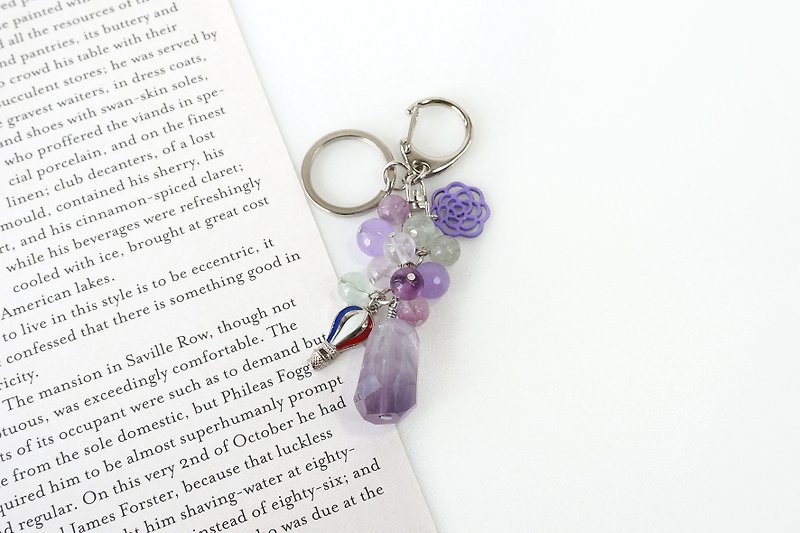 紫水晶 热气球 钥匙圈 - 钥匙链/钥匙包 - 宝石 紫色
