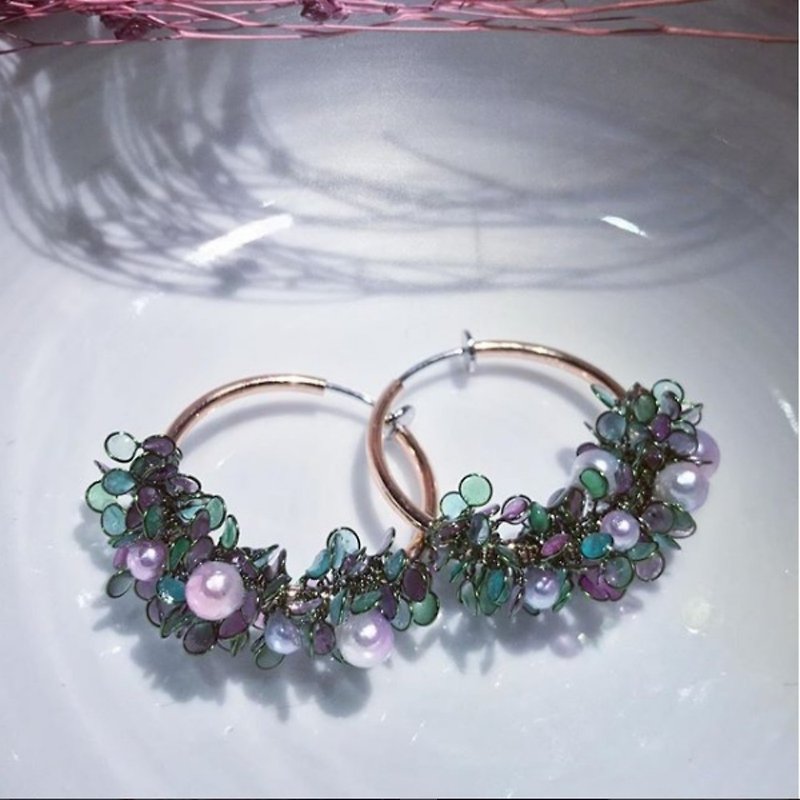 天使的花篮耳夹【叶珍珠】 - 耳环/耳夹 - 其他材质 绿色