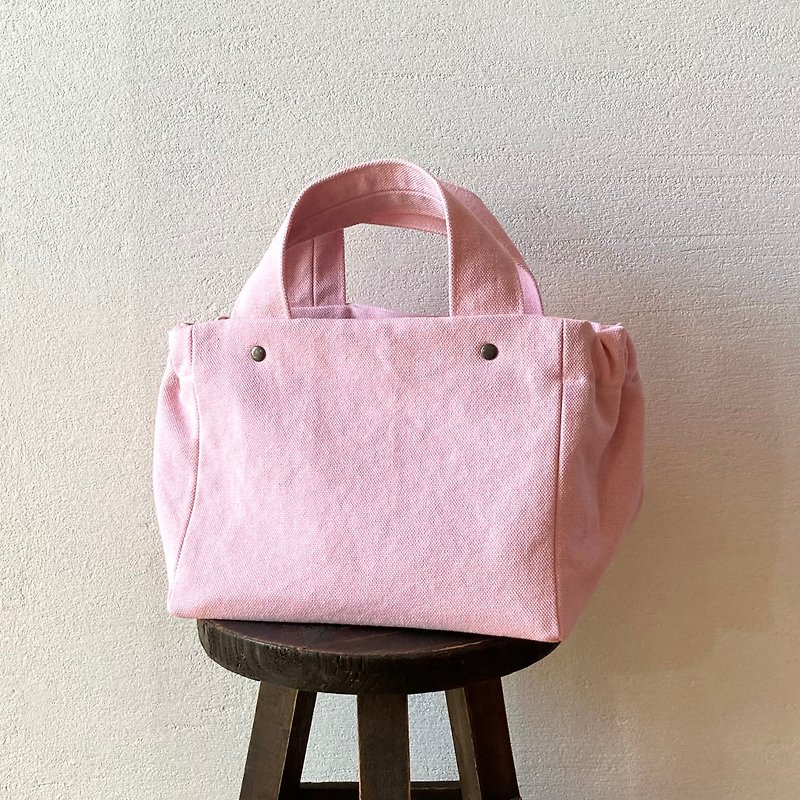 ギャザートート　Mini　サクラ　ピンク　帆布バッグ　８号帆布　ミニトート - 手提包/手提袋 - 棉．麻 粉红色