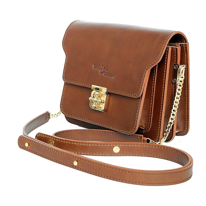 HELM BAG COMPASS Genuine Leather Brown - 侧背包/斜挎包 - 真皮 