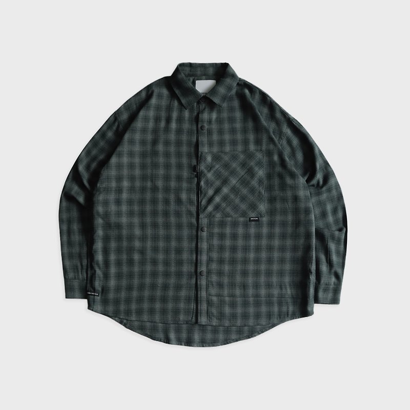 DYCTEAM - Patch pocket check shirt (green) - 男装衬衫 - 其他材质 绿色