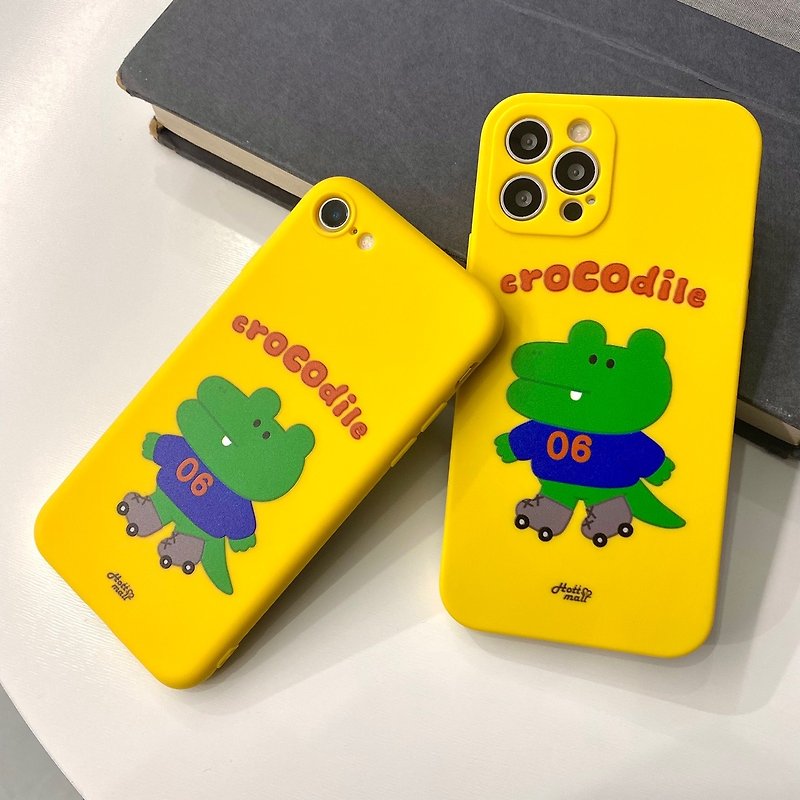 内嵌式鳄鱼纹 iPhone Galaxy 硅胶保护壳 - 手机壳/手机套 - 硅胶 黄色