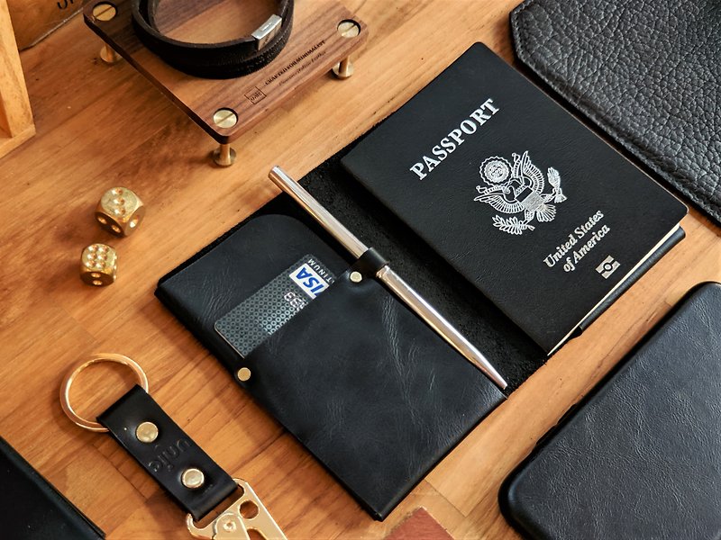 UNIC无缝线极简护照夹 旅人随行笔记本【可定制化】 - 护照夹/护照套 - 真皮 黑色