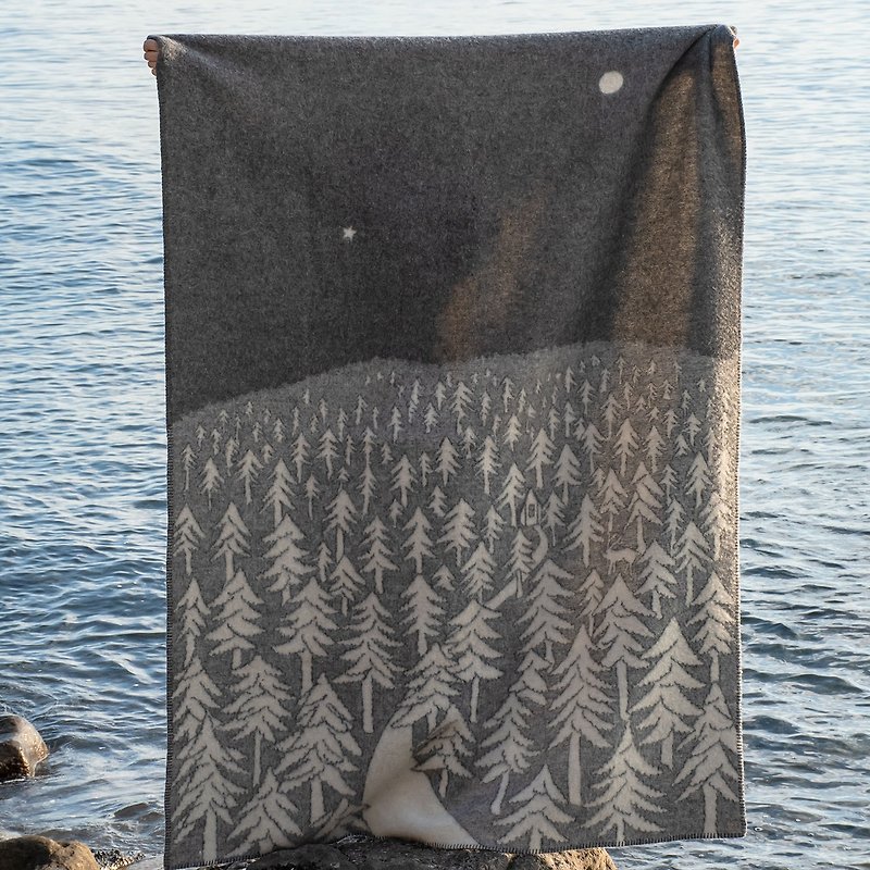 瑞典 Klippan 纯羊毛被毯 (森林小屋/灰) - 被子/毛毯 - 羊毛 多色