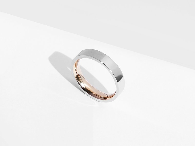 Dual Texture双质感钛钢戒指 | 银 | 定制刻字 - 戒指 - 不锈钢 银色