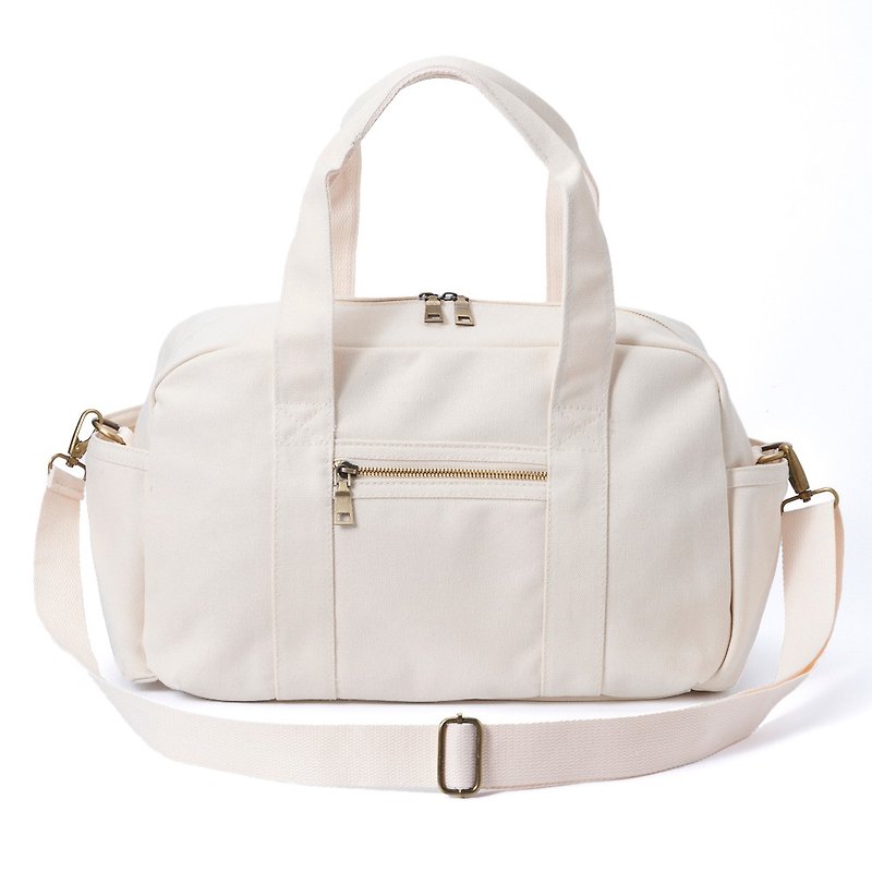 极简白 手提单肩托特帆布包袋旅行包行李包 休闲 大容量 - 手提包/手提袋 - 棉．麻 白色