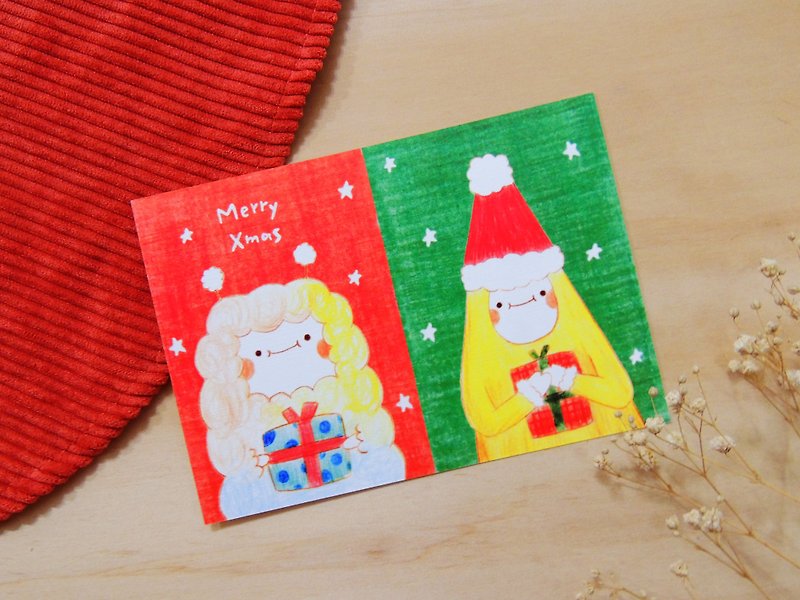 送你礼物－黄蕉星的圣诞明信片/卡片 - 卡片/明信片 - 纸 多色