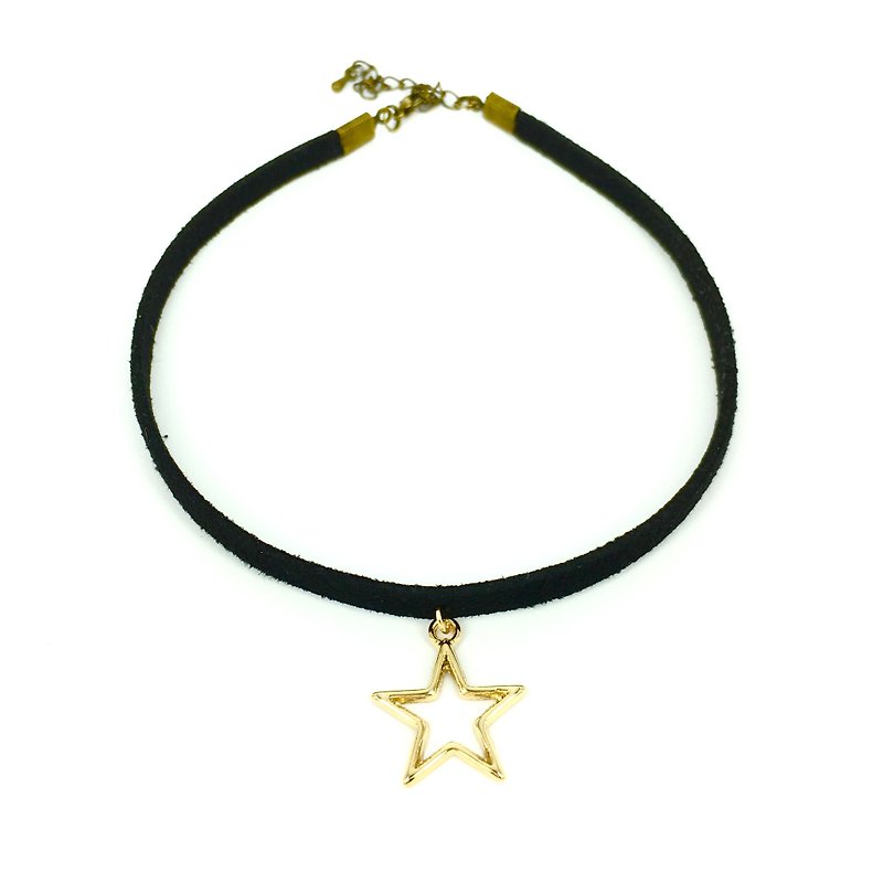 金色篓空星星颈链 - 项链 - 其他材质 黑色
