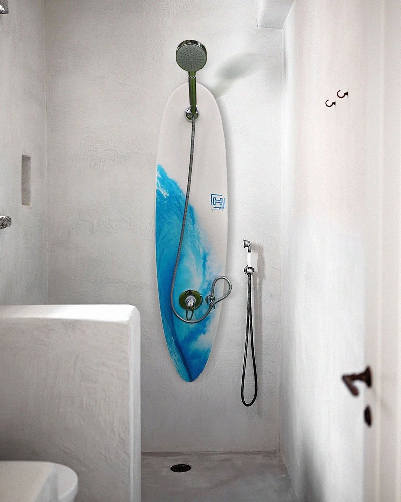 Surfboard shower panel, Surf shower panel, Tropical, Waves, Beach Decor - 卫浴用品 - 木头 蓝色