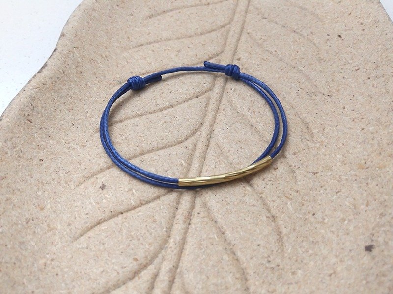 蜡线手环 螺纹铜管 素色简约 蜡绳细线 - 手链/手环 - 其他材质 蓝色