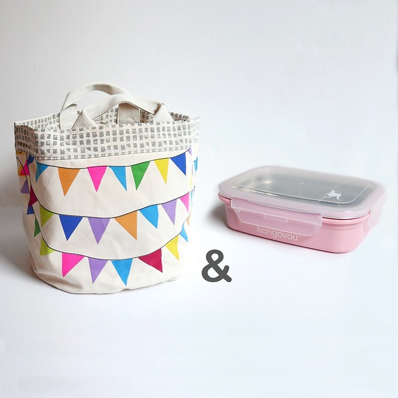 【Goody Bag】fluf-收纳手提袋-欢乐派对+Kangovou不锈钢双层餐盒 - 手提包/手提袋 - 其他材质 