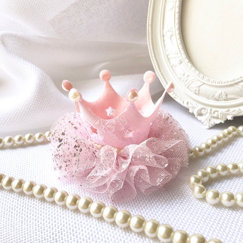 亮亮纱蕾丝皇冠 /小花童、钢琴演奏、毕业典礼 /甜蜜粉 - 发饰 - 其他材质 粉红色