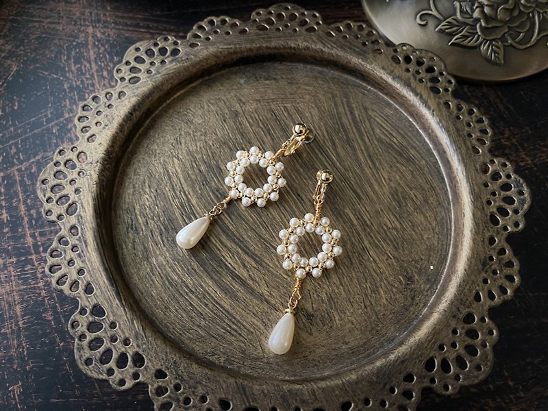 施华洛世奇珍珠 缱绻编织圆耳环 - 耳环/耳夹 - 珍珠 