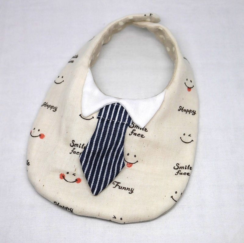 Japanese Handmade 8-layer-gauze Baby Bib / with tie - 围嘴/口水巾 - 棉．麻 白色