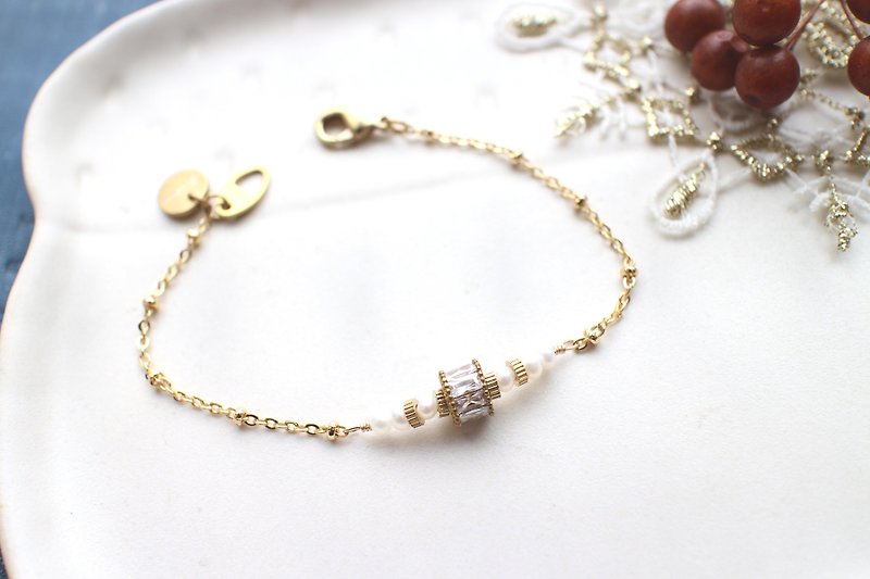 漫时光-珍珠 锆石 黄铜手链 - 手链/手环 - 宝石 