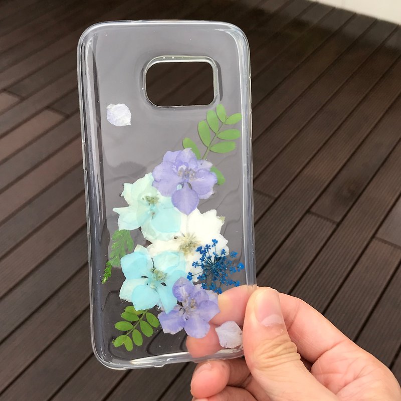 iPhone 7 PLUS 手机壳 Dry Pressed Flowers Case 押花 干燥花 彩色压花 树 031 - 手机壳/手机套 - 植物．花 蓝色
