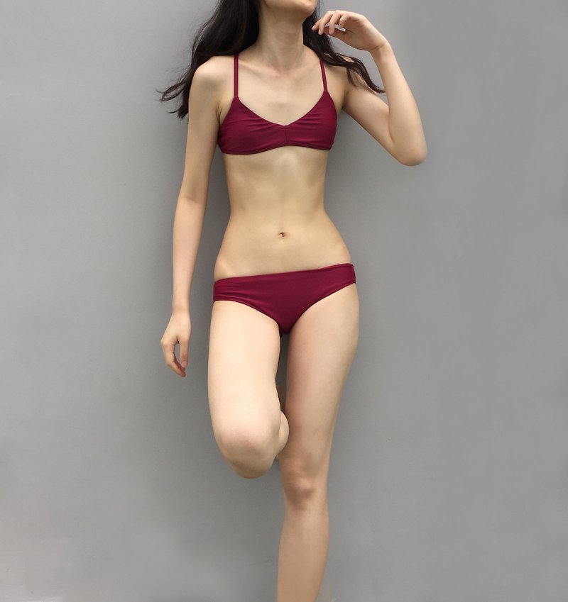 Harper low rise bikini bottom - Burgundy - M - 女装泳衣/比基尼 - 聚酯纤维 红色
