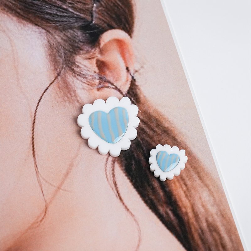 Bubble heart 爱心泡泡系列 - 条纹大款 - 耳环/耳夹 - 压克力 多色